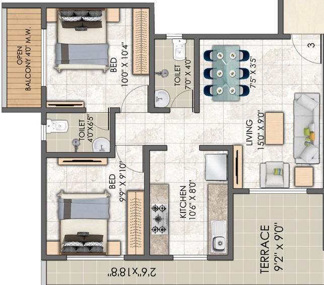 2 BHK Flat in Mega Pearl in Titwala, Thane - Image 448132