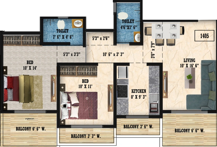 2 BHK Flat in Phoenix Rockmount Residency in Kalyan West, Thane - Image 448185