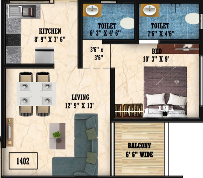 1 BHK Flat in Phoenix Rockmount Residency in Kalyan West, Thane - Image 448183