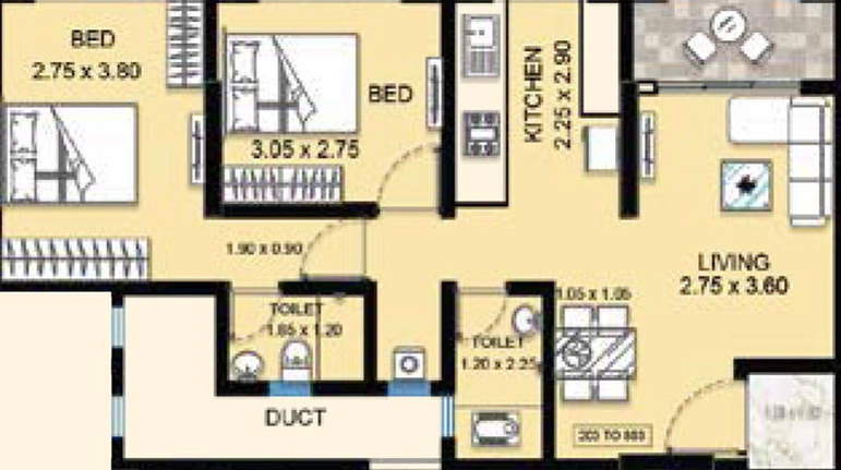 2 BHK Flat in Seasons Harmony in Kalyan West, Thane - Image 448252