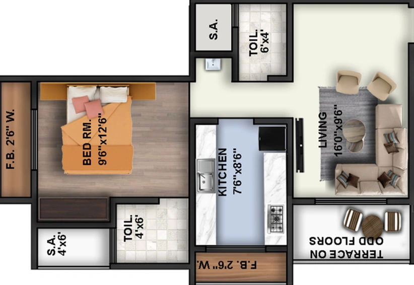 1 BHK Flat in Royal Meadows in Kalyan West, Thane - Image 448331