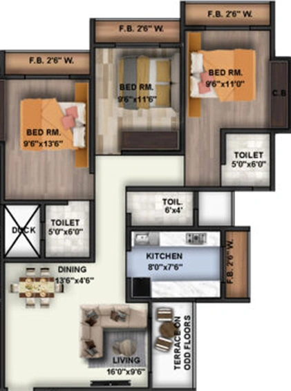 3 BHK Flat in Royal Meadows in Kalyan West, Thane - Image 448333