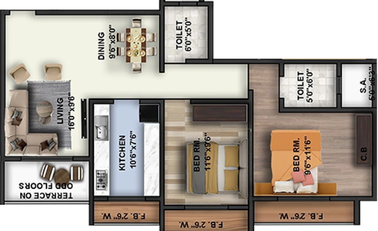 2 BHK Flat in Royal Meadows in Kalyan West, Thane - Image 448332