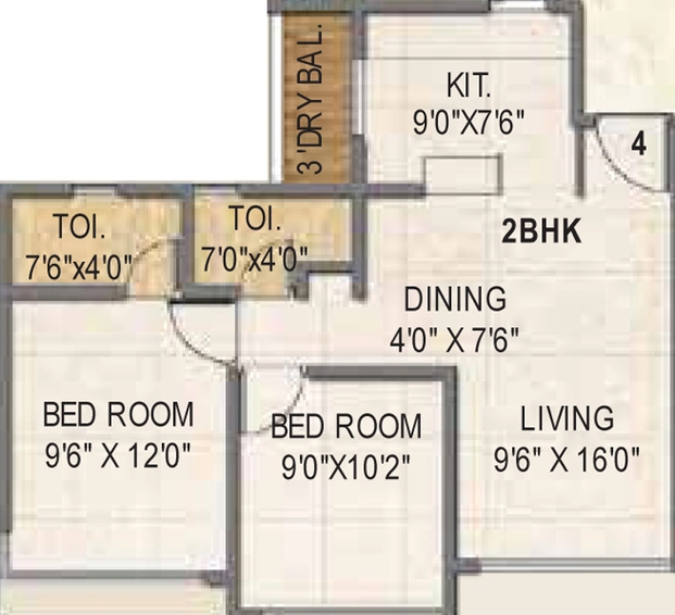 2 BHK Flat in Triveni Crown in Kalyan West, Thane - Image 236250
