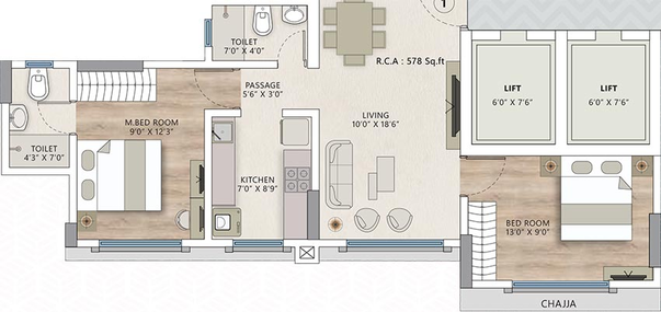 2 BHK Flat in Sardar Inspire Residency in Andheri East, Mumbai - Image 842655