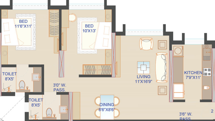 2 BHK Flat in Kukreja Chembur Heights 2 in Chembur East, Mumbai - Image 468150