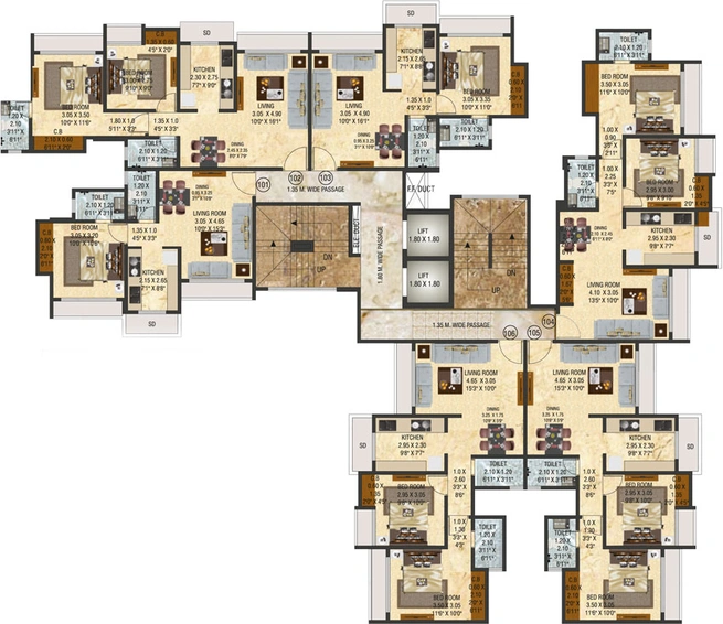 Floor Plan of Uma Elements in Kalyan West, Thane - Image 1189