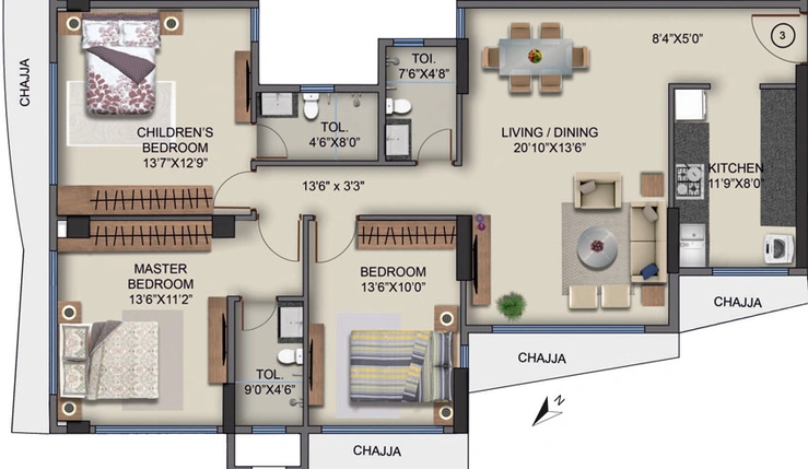 3 BHK Flat in Naman Habitat in Andheri West, Mumbai - Image 468526