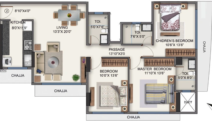 3 BHK Flat in Naman Habitat in Andheri West, Mumbai - Image 468525