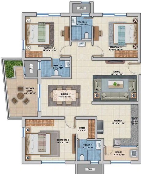3 BHK Flat in ASBL Spectra in Gachibowli, Hyderabad - Image 504161