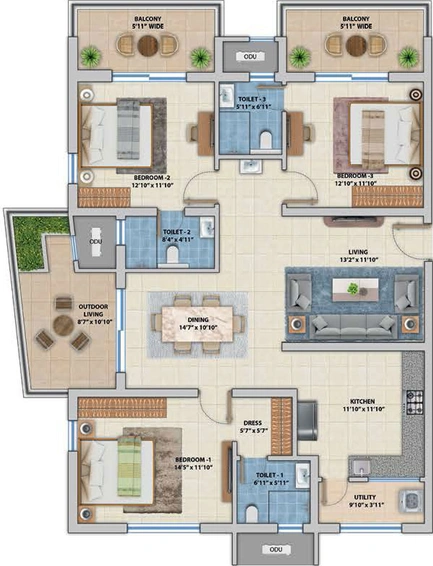 3 BHK Flat in ASBL Spectra in Gachibowli, Hyderabad - Image 504162