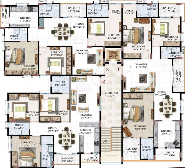 Floor Plan of Maphar Belmonte in Humayu Nagar, Hyderabad - Image 52012
