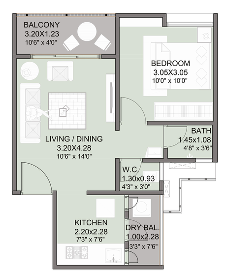 1 BHK Flat in Kohinoor Abhimaan Homes in Shirgaon, Pune - Image 421734