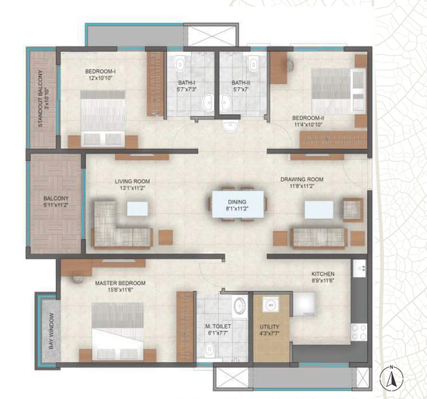 3 BHK Flat in NSL East County in Uppal, Hyderabad - Image 124790