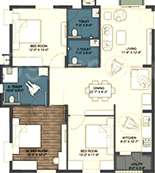 3 BHK Flat in Ramky Golden Circle in Tukkuguda, Hyderabad - Image 503213