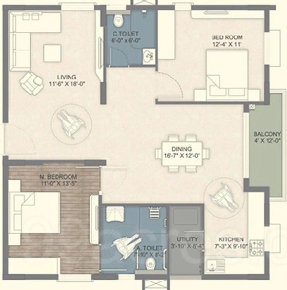 2 BHK Flat in Ramky Golden Circle in Tukkuguda, Hyderabad - Image 503212