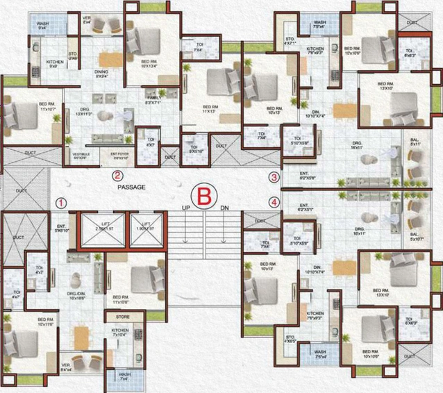 Floor Plan of Takshashila Elegna in Ellisbridge, Ahmedabad - Image 29509
