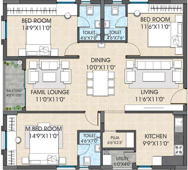 3 BHK Flat in Hallmark Vesta in Kollur, Hyderabad - Image 503734