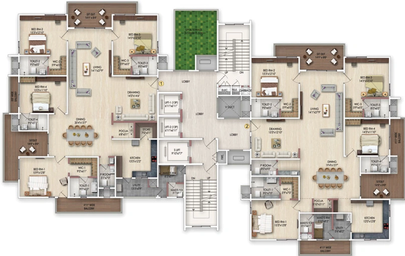 Floor Plan of Harsha Sky High in Jubilee Hills, Hyderabad - Image 126583