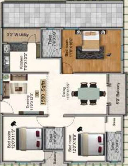 3 BHK Flat in Sree Dhatri Nivas in Kompally, Hyderabad - Image 503766
