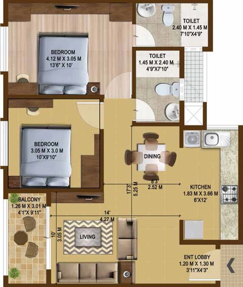2 BHK Flat in Brigade Bricklane in Jakkur, Bangalore - Image 471385