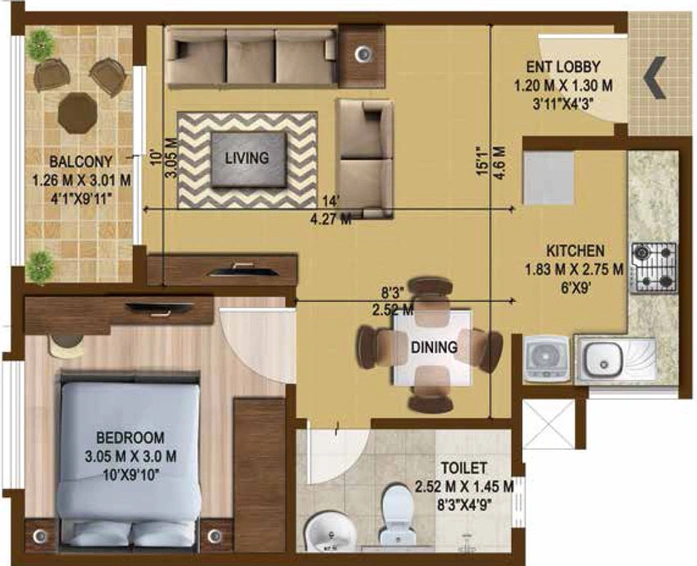 1 BHK Flat in Brigade Bricklane in Jakkur, Bangalore - Image 471384