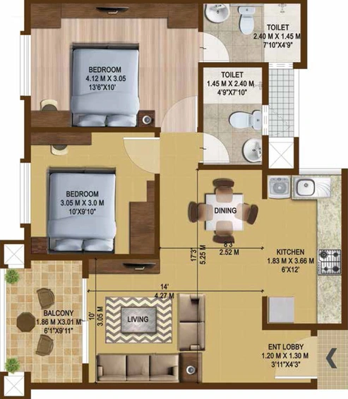 2 BHK Flat in Brigade Bricklane in Jakkur, Bangalore - Image 471386