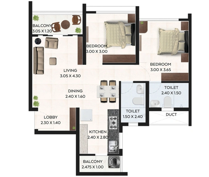 2 BHK Flat in Arezo - Life Republic in Marunji, Pune - Image 663126