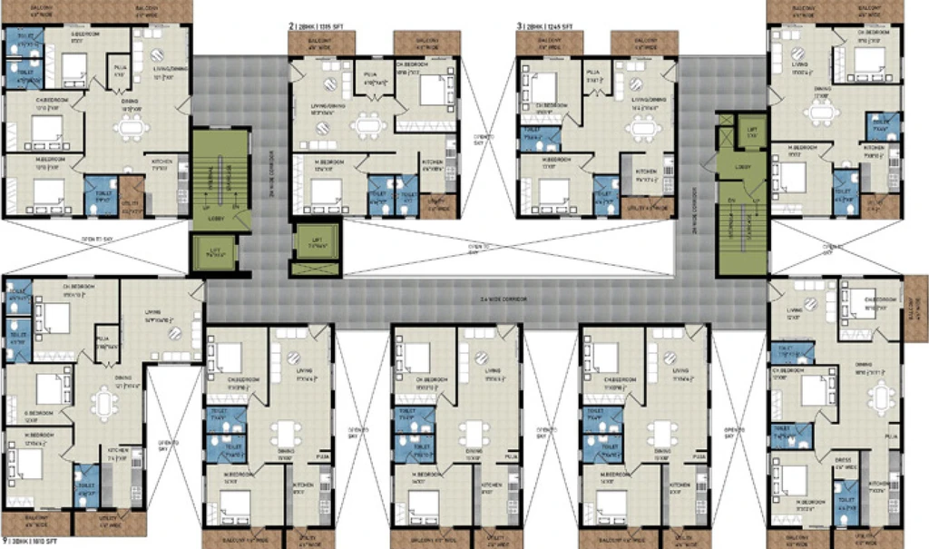 Floor Plan of Beams & Columns 4 Blocks in Kompally, Hyderabad - Image 52659