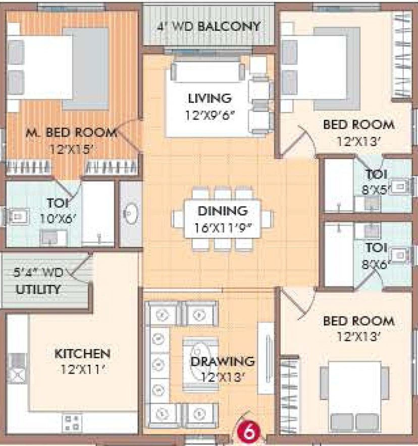 3 BHK Flat in Creative Udaya Cresent in Kondapur, Hyderabad - Image 503869