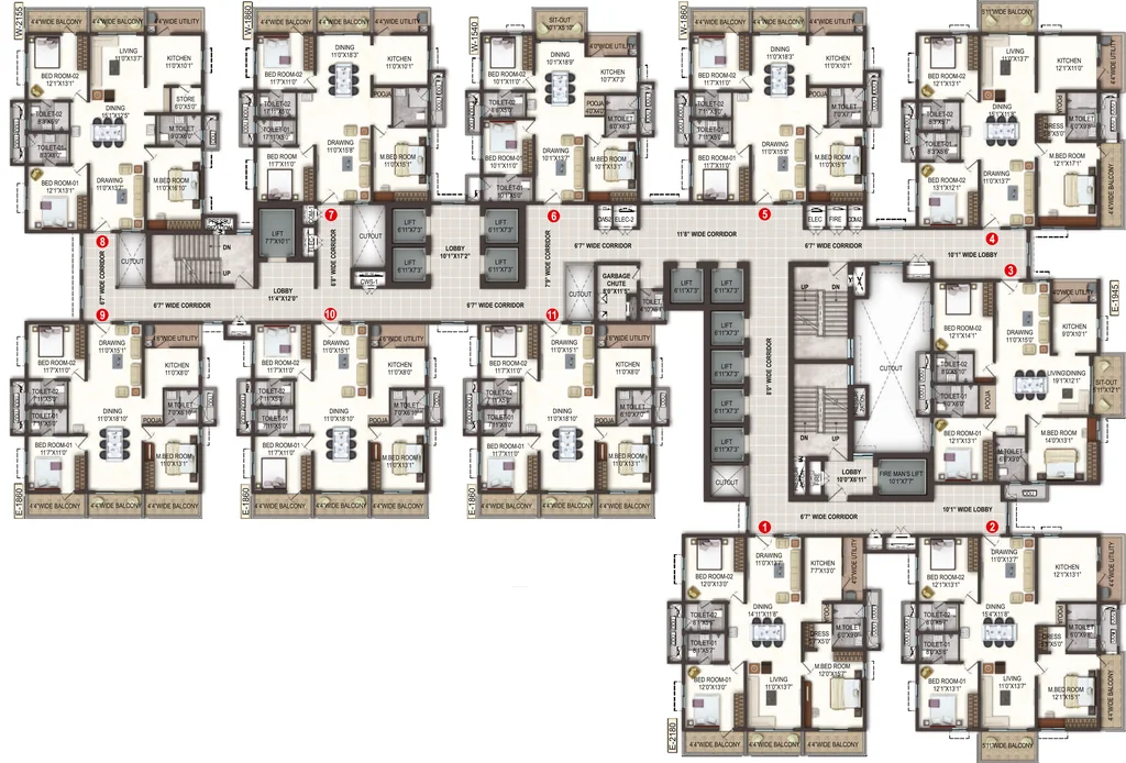 Floor Plan of Lansum El Dorado in Narsingi, Hyderabad - Image 52779