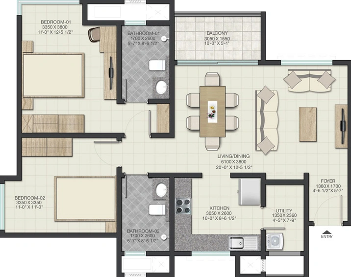 2 BHK Flat in Sobha Lake Garden in Krishnarajapuram, Bangalore - Image 471880