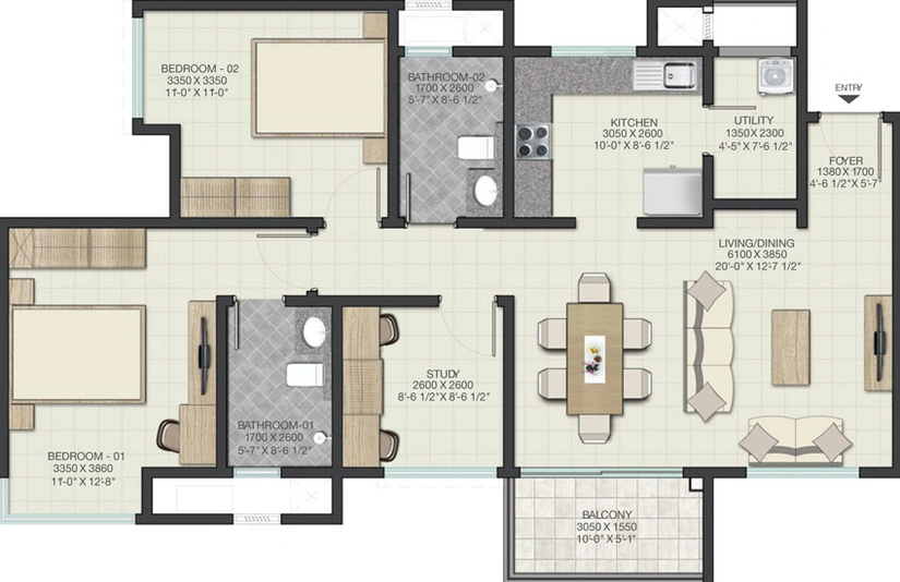 2 BHK Flat in Sobha Lake Garden in Krishnarajapuram, Bangalore - Image 471881