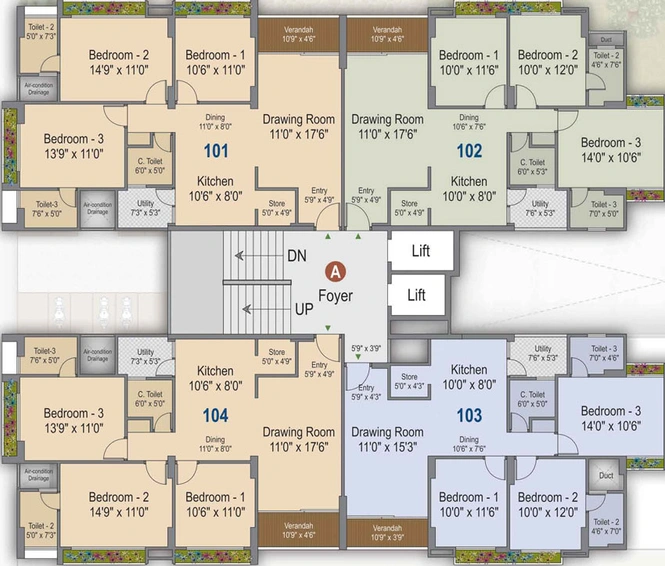 Floor Plan of Anjani Silver Spring in Bopal, Ahmedabad - Image 123370