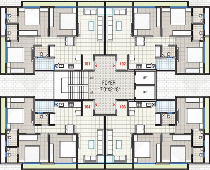 Floor Plan of Dharma Residency in Bopal, Ahmedabad - Image 29538