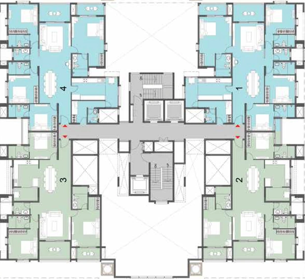 Floor Plan of Prestige Waterford in Whitefield, Bangalore - Image 39363