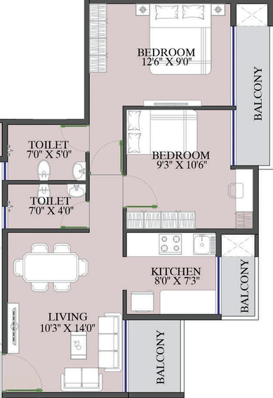 2 BHK Flat in Kricon Palacia in Panvel, Navi Mumbai - Image 659786
