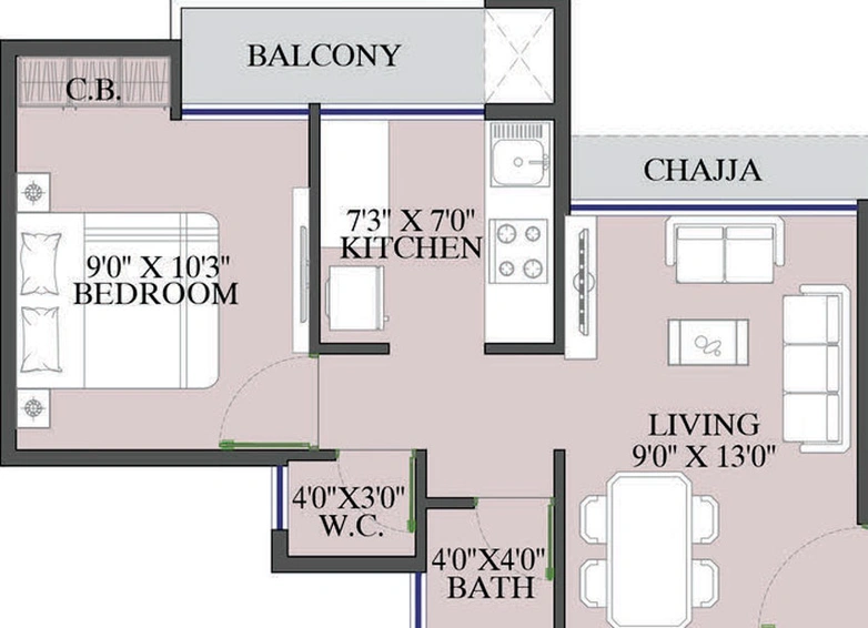 1 BHK Flat in Kricon Palacia in Panvel, Navi Mumbai - Image 659784