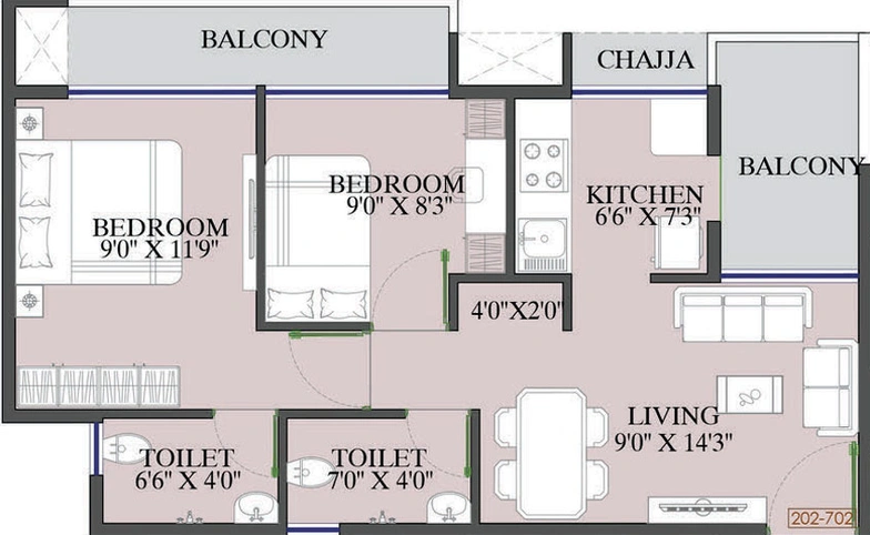 2 BHK Flat in Kricon Palacia in Panvel, Navi Mumbai - Image 659785