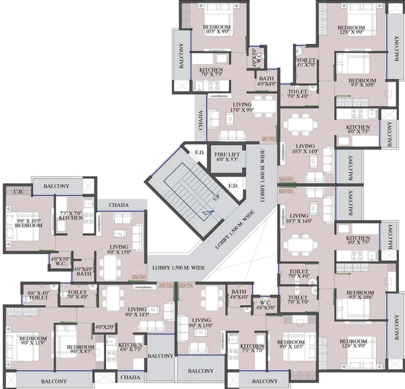 Floor Plan of Kricon Palacia in Panvel, Navi Mumbai - Image 91448