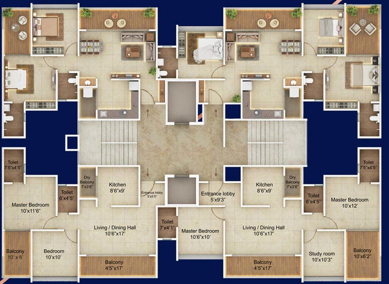 Floor Plan of Prabhas Sky Towers in Kiwale, Pune - Image 11273