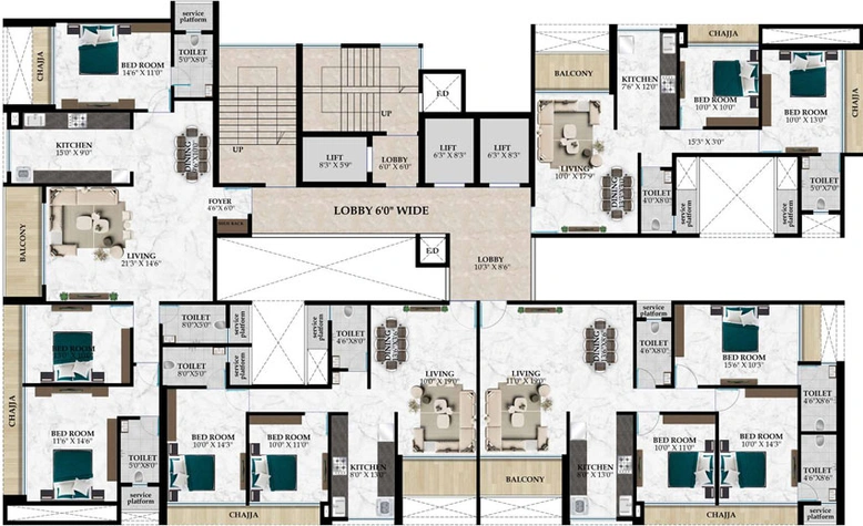 Floor Plan of Pyramid Elements in Airoli, Navi Mumbai - Image 36721