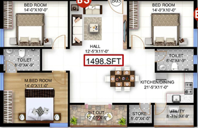 3 BHK Flat in PVR Bhuvi in Kokapet, Hyderabad - Image 515425