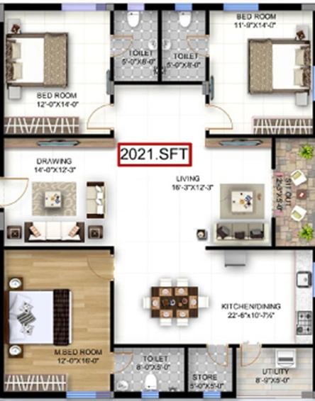 3 BHK Flat in PVR Bhuvi in Kokapet, Hyderabad - Image 515426