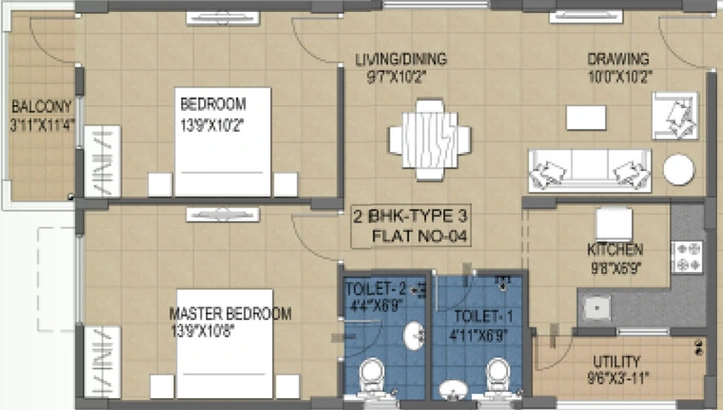 2 BHK Flat in Ramky Greenview Apartments in Tukkuguda, Hyderabad - Image 504425