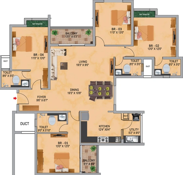 4 BHK Flat in SNN Serenity Garden in Begur, Bangalore - Image 472161