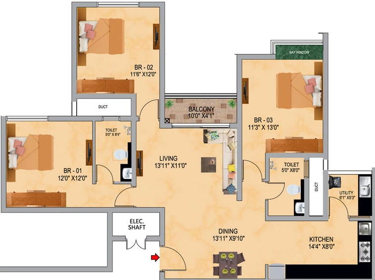 3 BHK Flat in SNN Serenity Garden in Begur, Bangalore - Image 472159