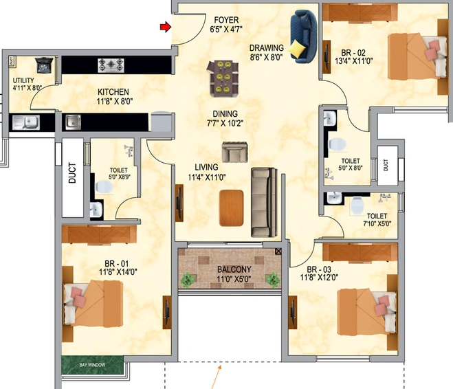 3 BHK Flat in SNN Serenity Garden in Begur, Bangalore - Image 472160