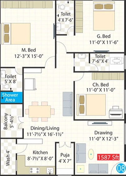 3 BHK Flat in Spectra Metro Heights in Nagole, Hyderabad - Image 505406
