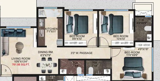 3 BHK Flat in DGS Sheetal Surya Prakash in Vile Parle East, Mumbai - Image 469970